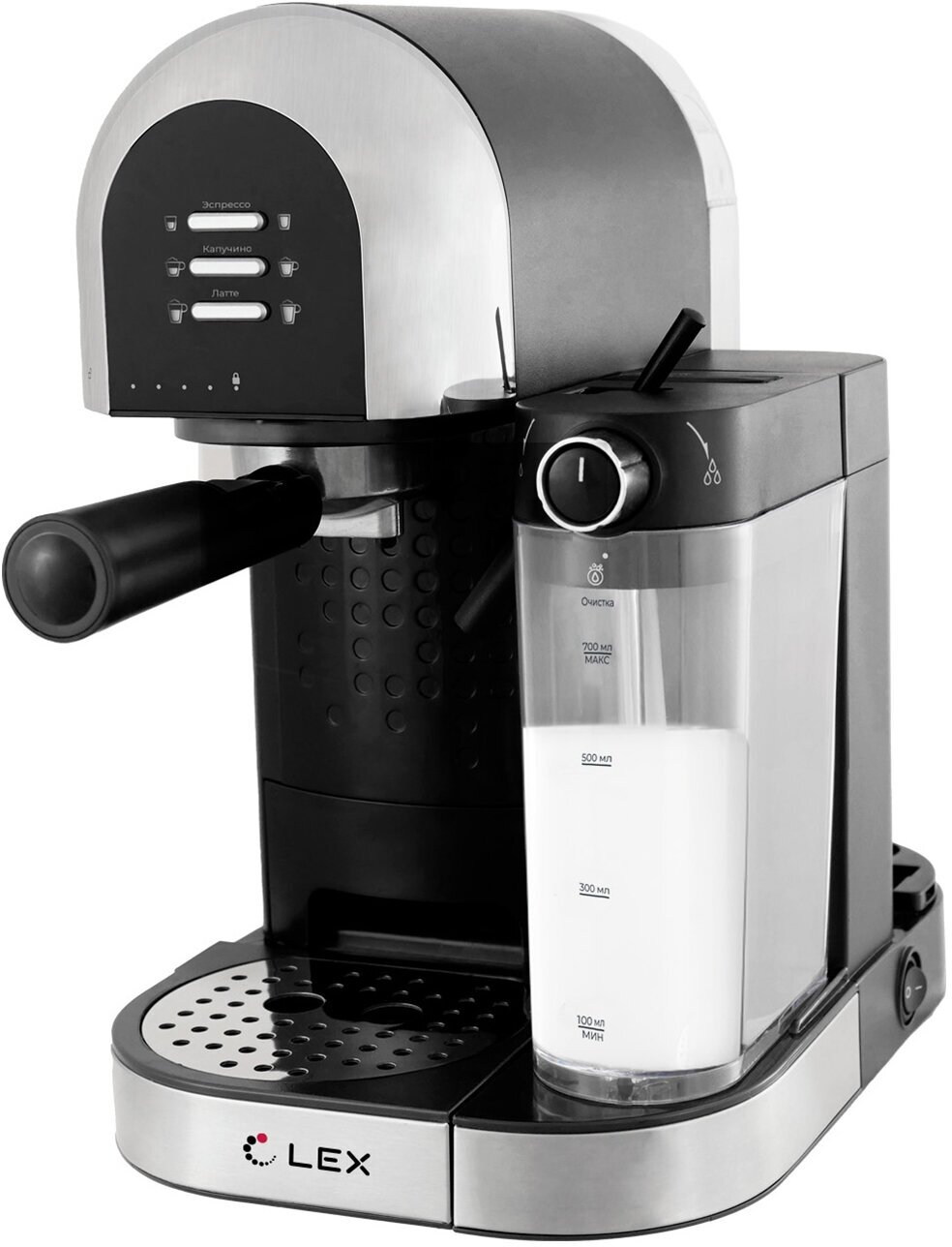 Кофеварка эспрессо для молотого кофе LEX LXCM 3503-1 с автокапучинатором - фотография № 2