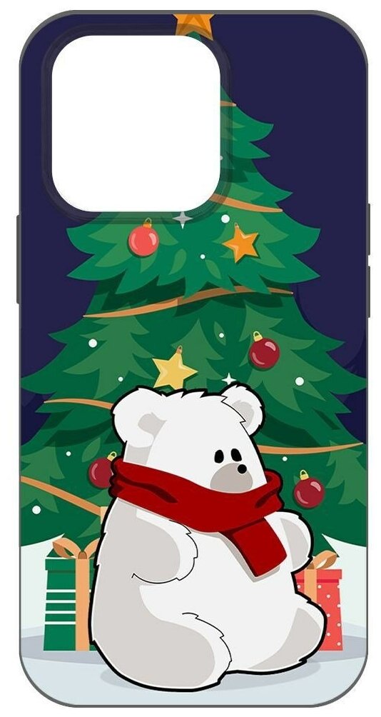 Чехол-накладка Krutoff Софт Кейс Медвежонок для iPhone 14 Pro черный