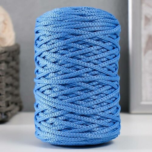 Пряжа-шнур, 100% полиэфир, 3 мм х 100 м/200 гр, №6-8, голубой цвет, 1 шт.