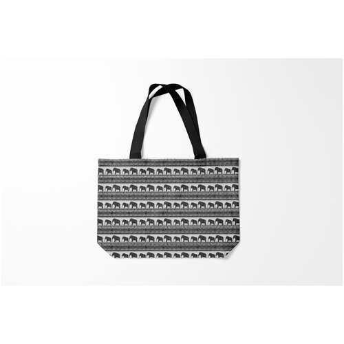 фото Сумка-шоппер / 46х35 см / популярные иллюстрации / узоры черно белый узор слоны burnettie