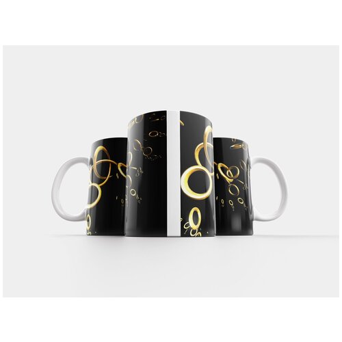 фото Кружка "графические кольца, золотой, цифровое искусство" 320 мл lotsprints