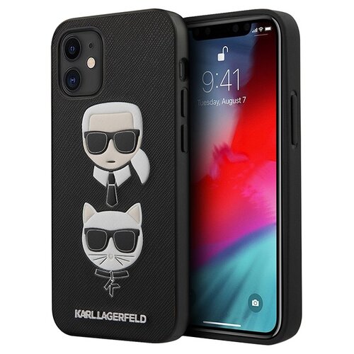 Чехол Karl Lagerfeld PU Saffiano Karl and Choupette Hard для iPhone 12 Pro Max, черный