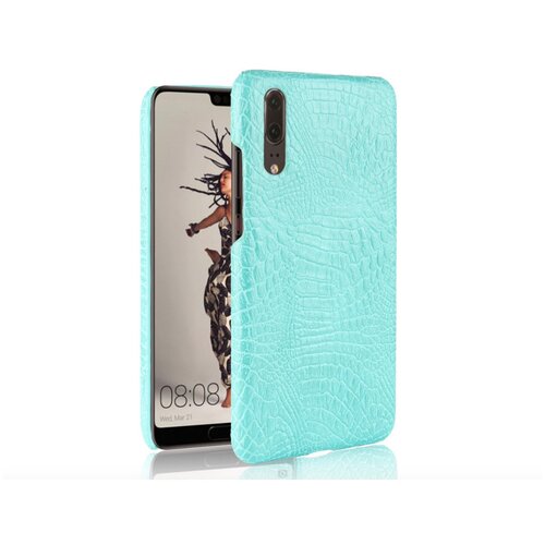 фото Чехол-панель mypads для samsung galaxy a50 sm-a505f (2019) тонкий задний бампер на пластиковой основе с отделкой под кожу крокодила бирюзовый