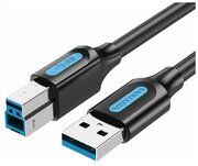 Кабель USB3.0 VENTION COOBI, USB 3.0 A(m) - USB 3.0 B (m), круглое, 3м