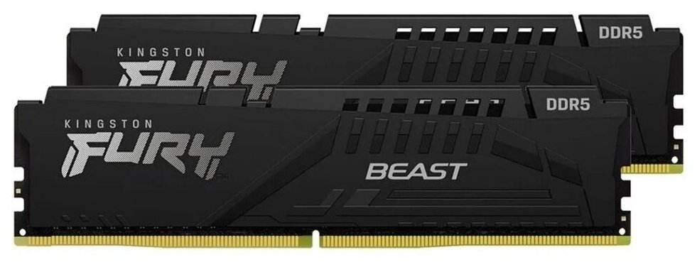 Модуль памяти Kingston Fury Beast Black DDR5 DIMM 5200MHz PC-41600 CL40 - 64Gb Kit (2x32Gb) KF552C40BBK2-64