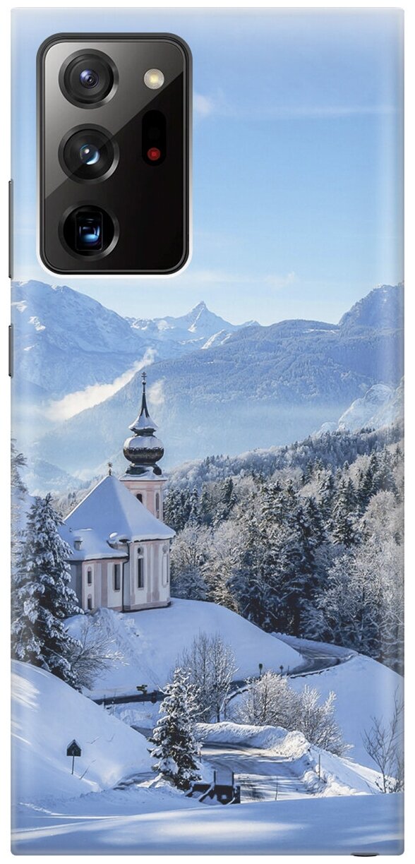 Силиконовый чехол на Samsung Galaxy Note 20 Ultra / Самсунг Ноут 20 ультра с принтом "Заснеженные горы"