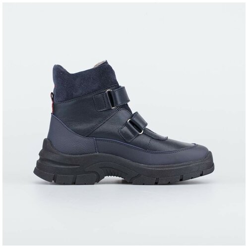 Синие зимние ботинки на липучках для мальчика котофей 552307-51 размер 34