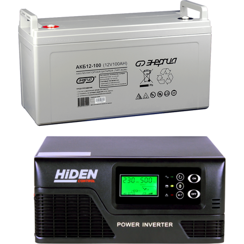 Интерактивный ИБП Hiden Control HPS20-0312 в комплекте с аккумулятором Энергия АКБ 12-100 12V 300Вт/100 А*Ч