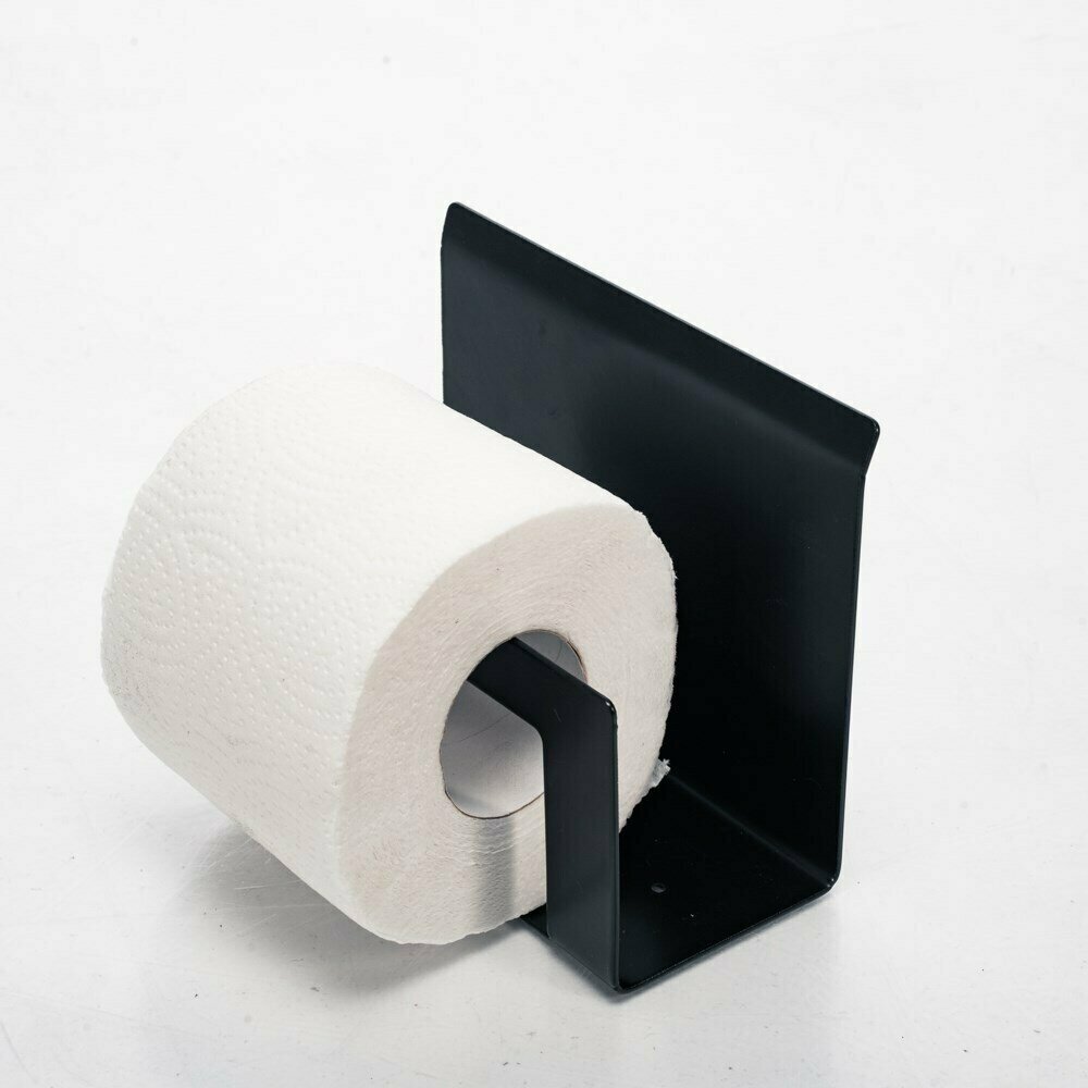 Настенный держатель для туалетной бумаги с полочкой подставка для бумаги диспенсер черный 805-001B - фотография № 6