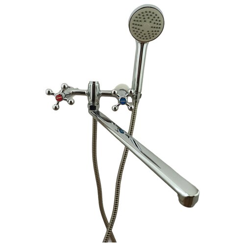 Смеситель для ванны MYNAH Поворотный плоский излив, длиной 350 мм. Переключатель (дивертор) с керамическими пластинами