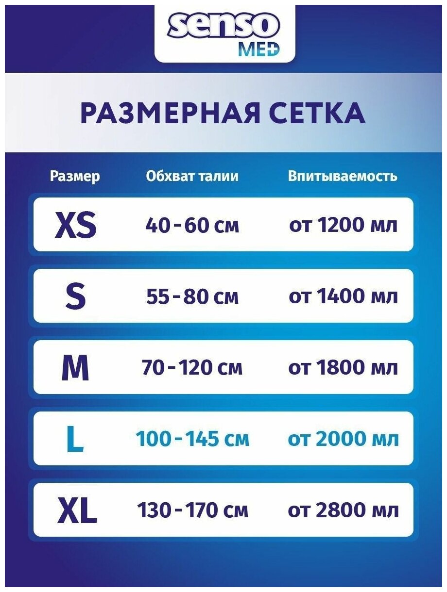 Подгузники для взрослых Senso Standard Plus, L, 100-145 см, 1 уп. по 30 шт. - фотография № 13