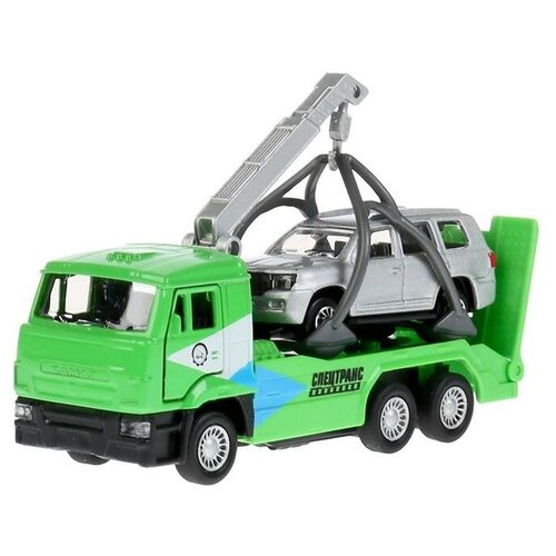 фото Набор металлических инерционных машин "камаз-эвакуатор + toyota land cruiser", 12 см и 7,5 см технопарк
