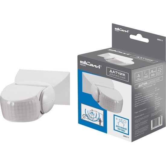 Датчик движения Duwi настенный DD-02 180° 10-900с 12м 1200Вт IP65 белый 25831 5