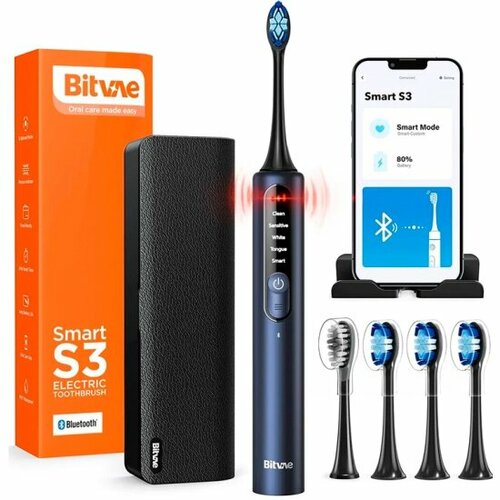 Зубная щётка электрическая BITVAE S3 Smart E-Toothbrush с поддержкой прилоложения для смартфонов, синяя