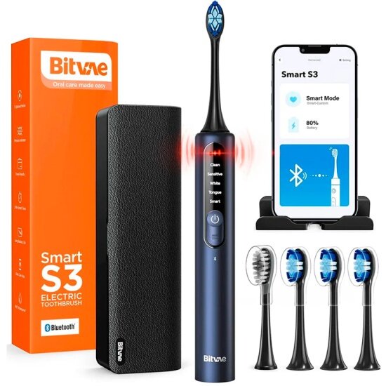 Зубная щётка электрическая Bitvae S3 Smart E-Toothbrush с поддержкой прилоложения для смартфонов, синяя