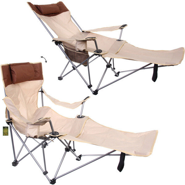 фото Кресло складное 2 в 1 до 100 кг DC-8077, 83*55/110*85 см, цвет: бежевый, Турист Мастер