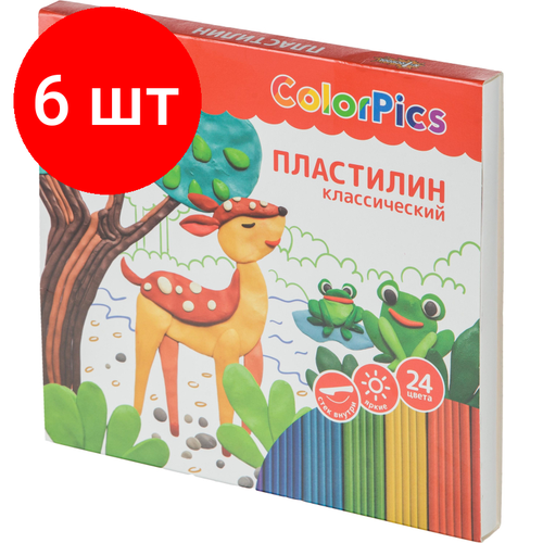 Комплект 6 наб, Пластилин классический №1School Color Pics наб. 24 цв, 480 гр, стек, бол. мяг