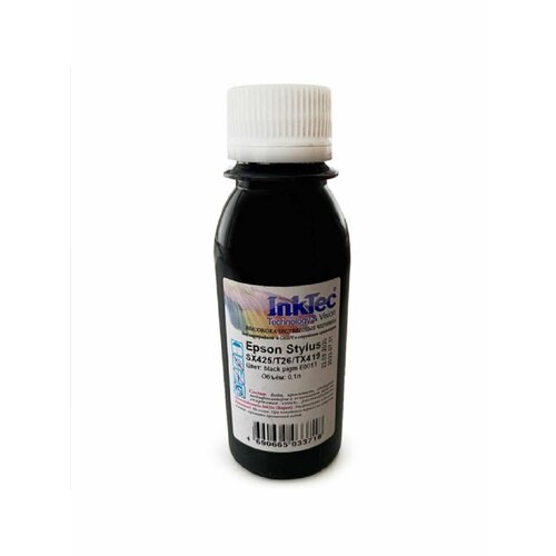 Чернила InkTec Epson Stylus SX425/T26/TX419, Bk, 0,1 л. чернила inktec e0013 для epson stylus sx425 t26 tx419 пигментные y 0 1 л