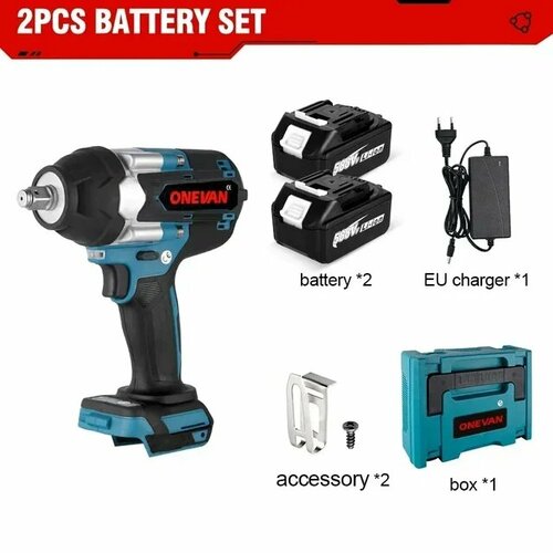 Аккумуляторный ударный гайковерт OneVan 18В 2x2Ач 180Нм бесщеточный 15200₽