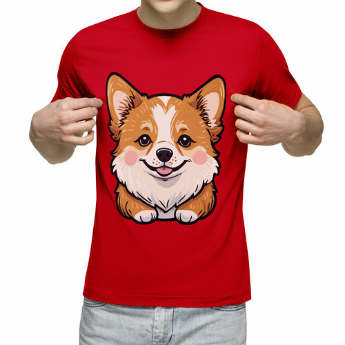 Футболка Us Basic, размер 2XL, красный мужская футболка веселая собачка щенок l красный