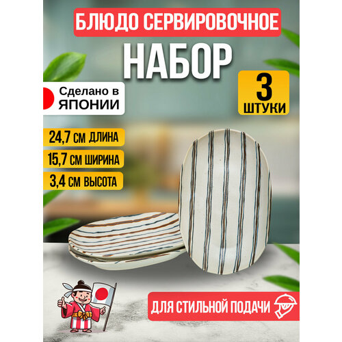 Набор блюд сервировочных Тарелка для подачи из фарфора 247х157х34 см 3 шт 2055₽