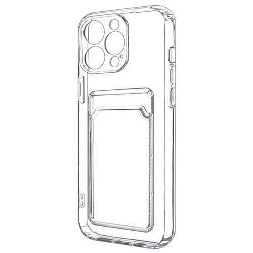 Прозрачный силиконовый чехол для iPhone 13 Pro Max с отделением для карт чехол для iphone 13 pro max с отделением для карт button card case желтый