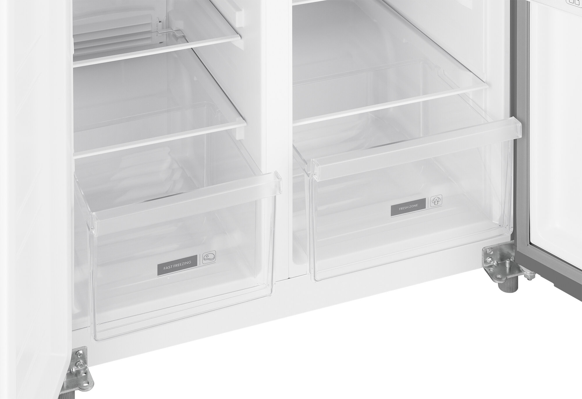 Отдельностоящий холодильник с инвертором Weissgauff WSBS 500 Inverter NoFrost Beige Glass - фотография № 10