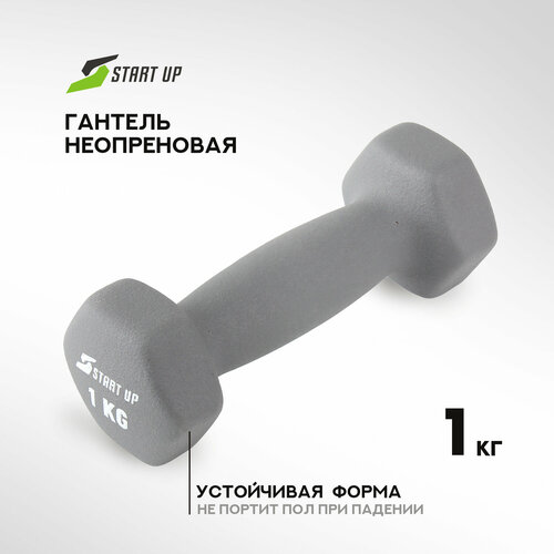 Гантель неопреновая Start Up HD1201 1 кг серый гантель неопреновая start up nt168b 1 кг