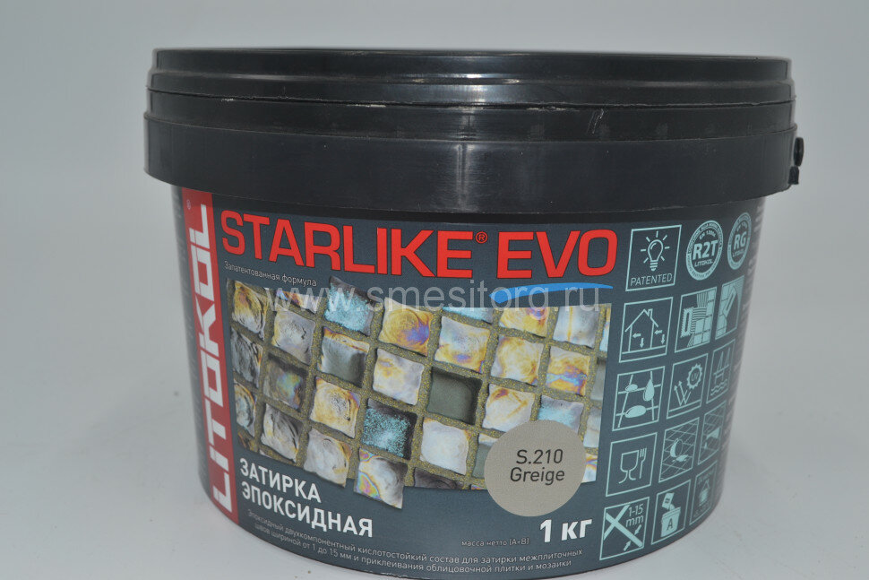 Litokol STARLIKE EVO - NEW! S.210 GREIGE эпоксидная затирка ведро 1 кг