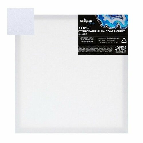 Холст на подрамнике хлопок 100 акрил грунт 16 30 30 см мз 280гм 580₽