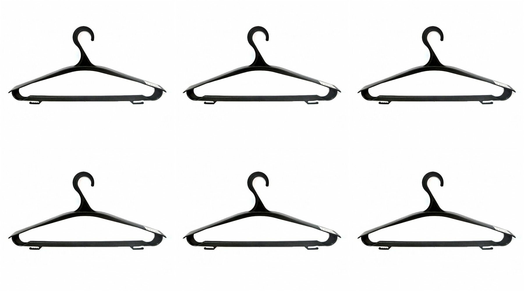 фото Мультипласт Вешалка пластиковая для верхней одежды, размер 48-50, черная, 6 шт