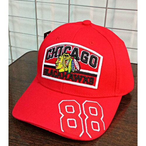Для хоккея Чикаго кепка хоккейного клуба NHL CHICAGO BLACKHAWKS ( США ) №88 бейсболка летняя Красная с регулировкой размера футболки print bar chicago blackhawks