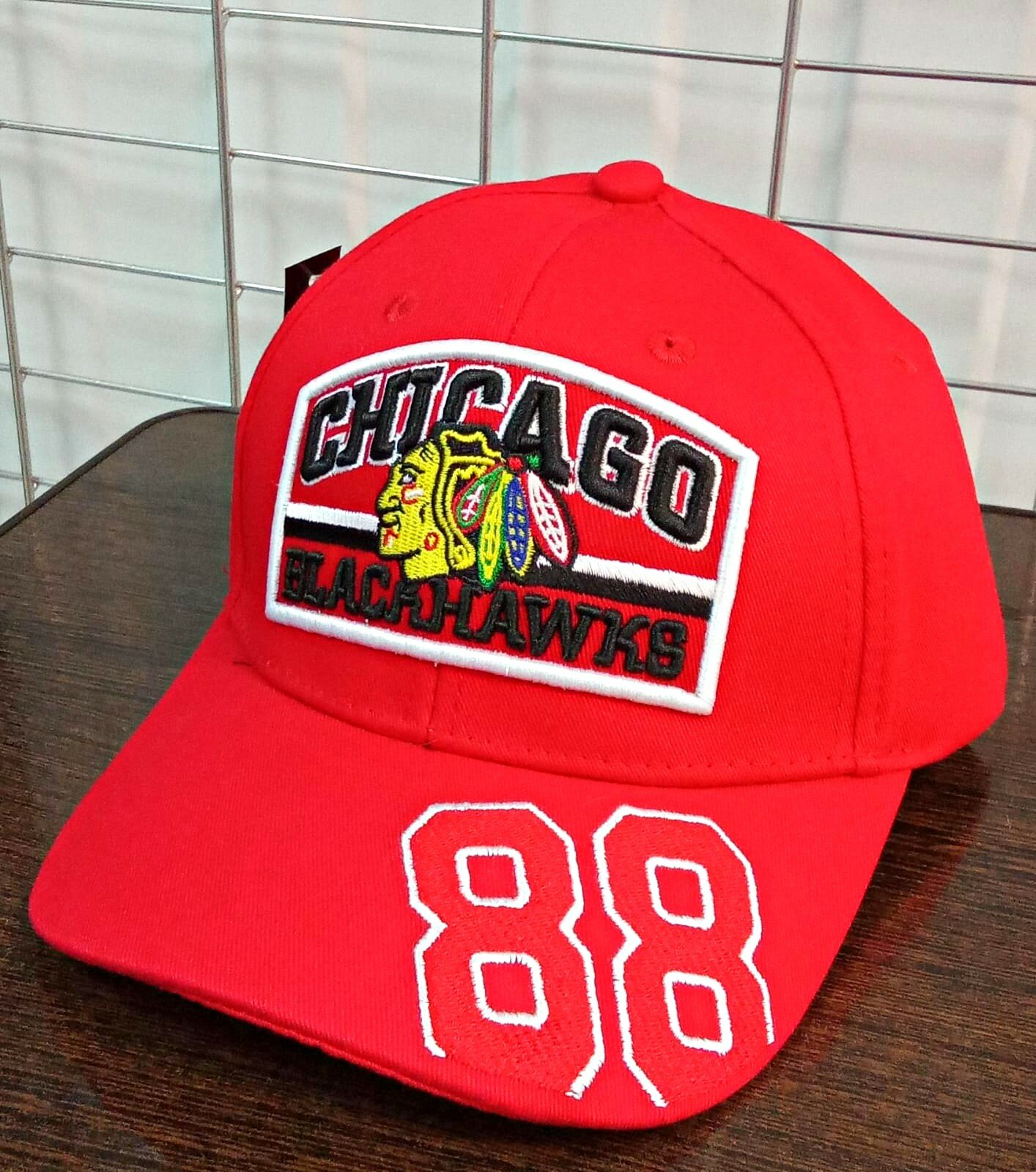 Для хоккея Чикаго кепка хоккейного клуба NHL CHICAGO BLACKHAWKS ( США ) №88 бейсболка летняя Красная с регулировкой размера