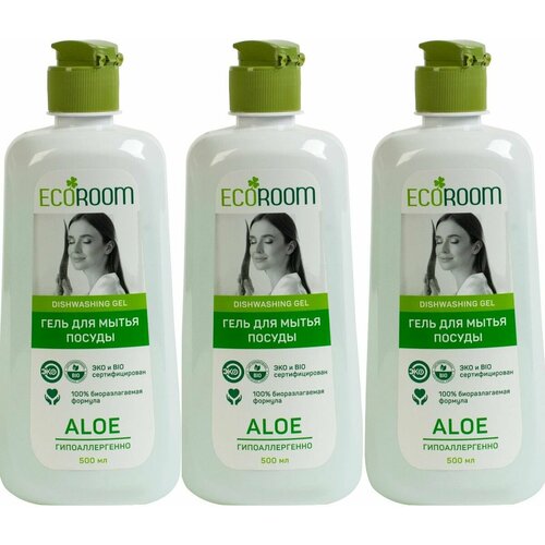 ECOROOM Средство для мытья посуды Алоэ 500 мл 3 шт 1166₽