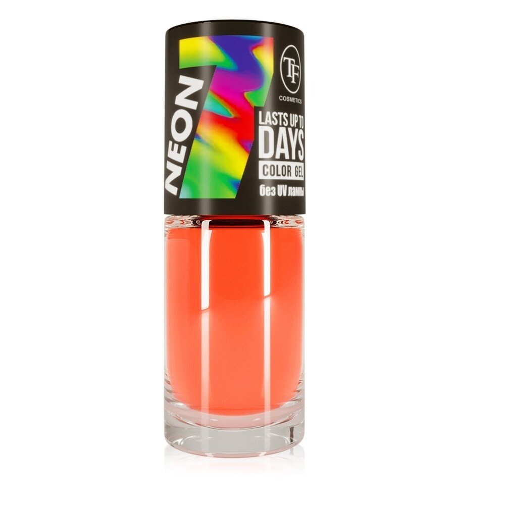 Лак-гель для ногтей TF Cosmetics "Color Gel", Неон, тон 312, ярко-оранжевый, 8 мл