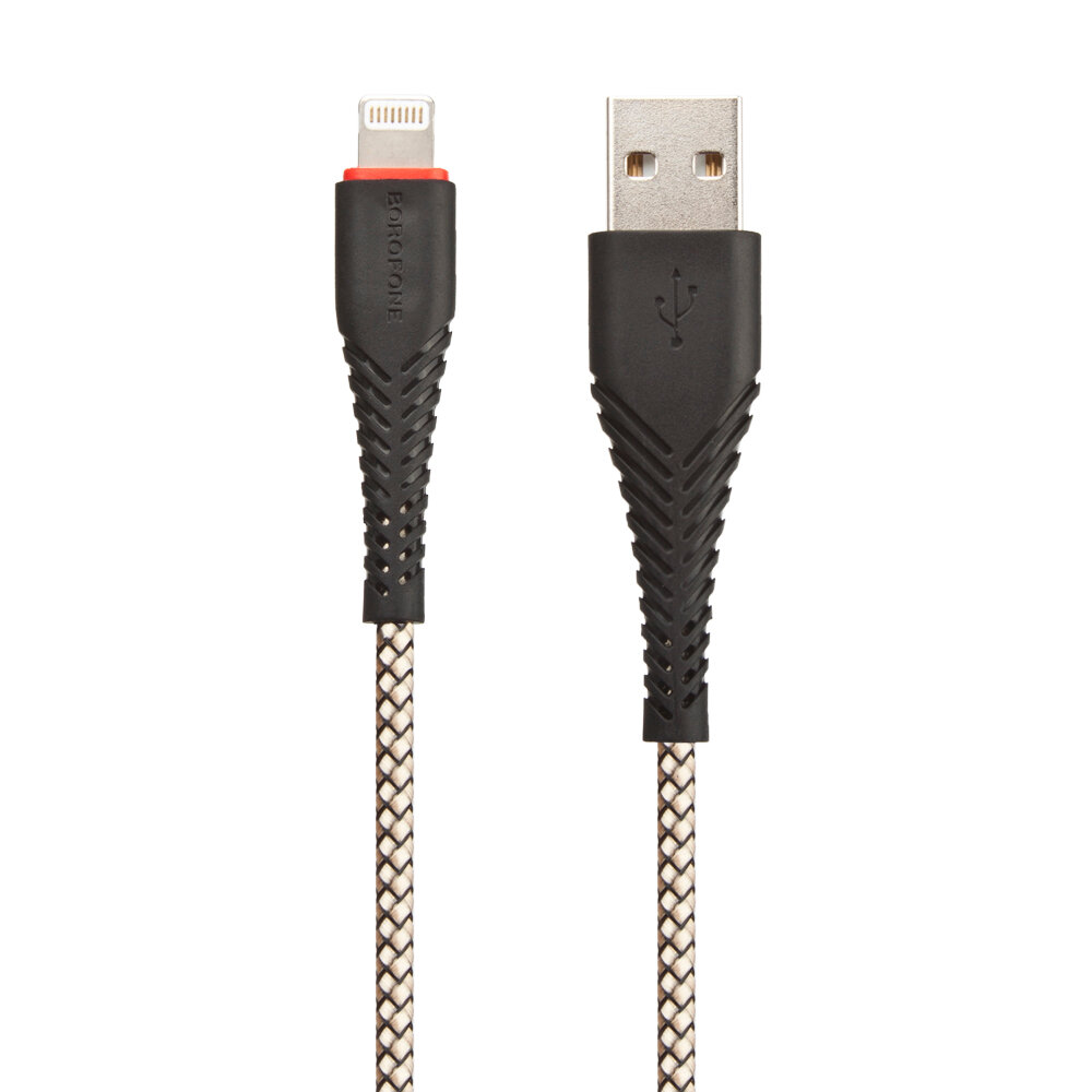 USB кабель BOROFONE BX25 Powerful Lightning 8-pin, 2.4А, 1м, нейлон (черный)