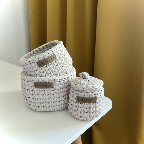 Набор интерьерных корзин ручной работы для хранения мелочей