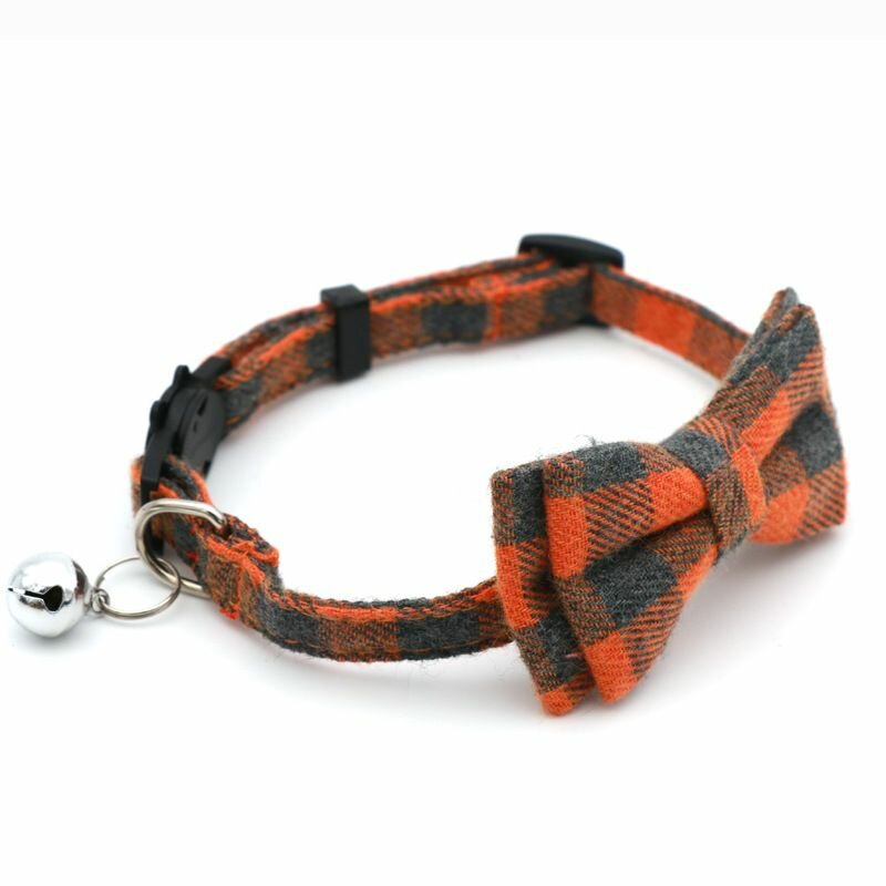 фото Ошейник из текстиля с бантом и бубенчиком, 30 см, розовый