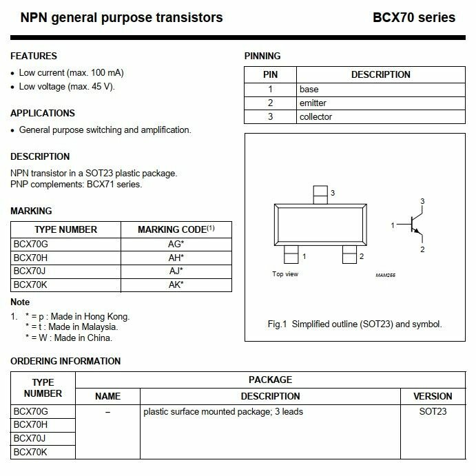Транзистор BCX70J SOT23, мар-ка AJp AJt AJW, BCX70J.215 NPN 45В 0.1А, 10штук — фото 1