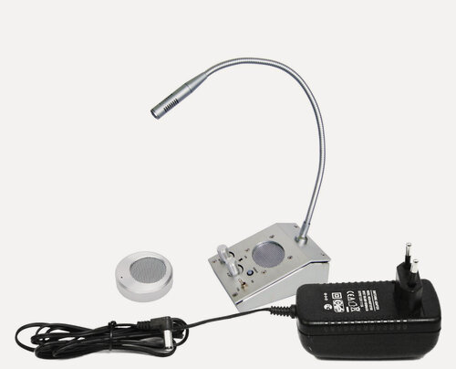 Изображение товара Цифровое переговорное устройство (интерком) клиент-кассир Duet-100 (Alum) (F1525EU). Переговорное устройство громкой связи клиент-кассир