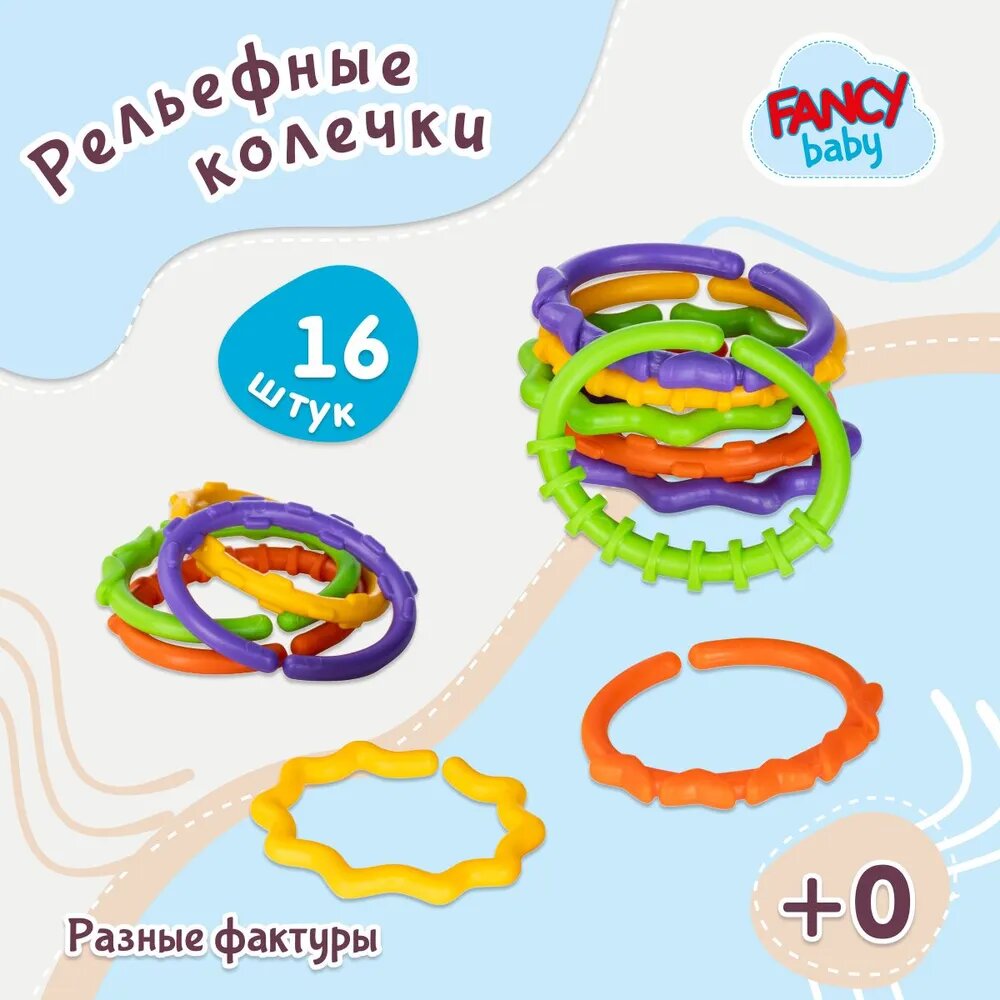 Набор тактильных развивающих игрушек, колечки для малышей, погремушка - подвеска Fancy Baby, RN16