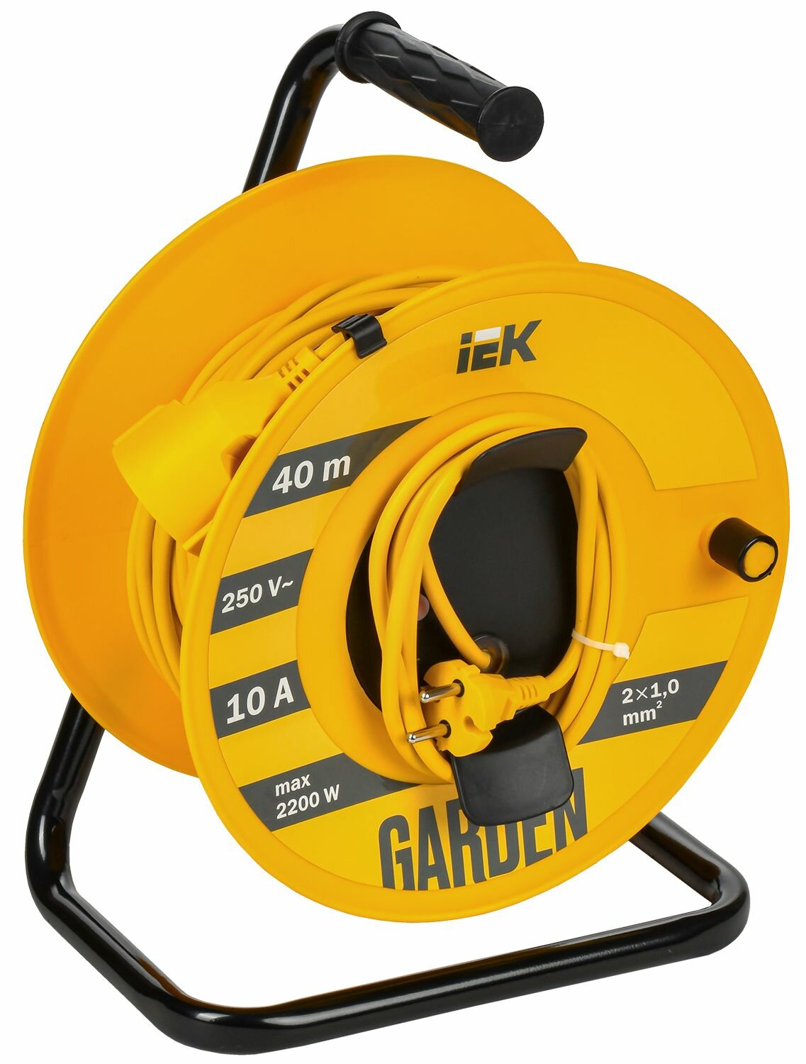 Удлинитель IEK GARDEN на катушке 40м 2 розетки IP20 заземление желтый