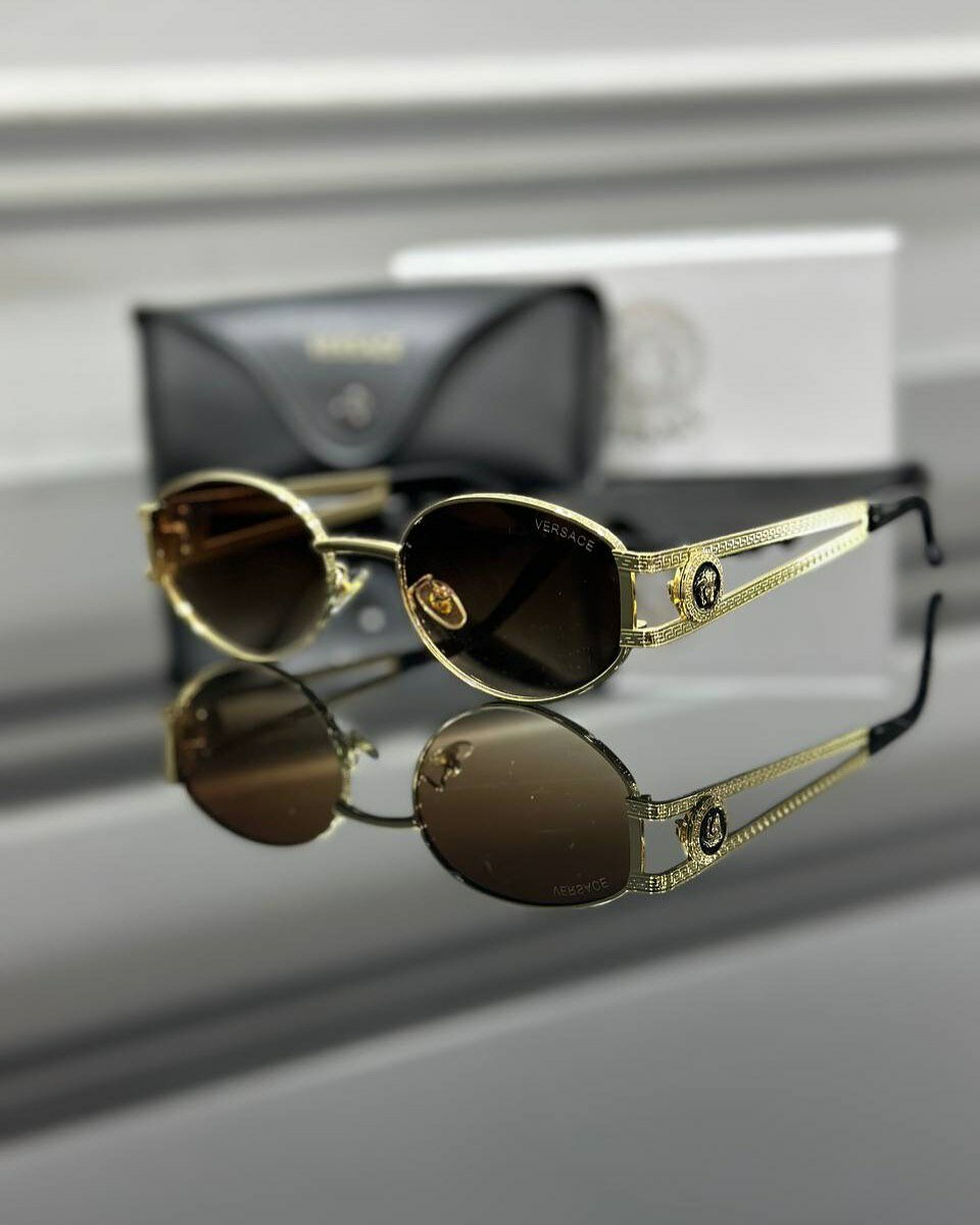 Солнцезащитные очки Versace, черный, зеленый, синий — фото 1