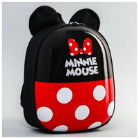 Рюкзак детский для девочки Disney "Minnie Mouse ", Минни Маус, с жестким дном, ранец дошкольника, цвет черно-красный, размер 29х25,5х7 см