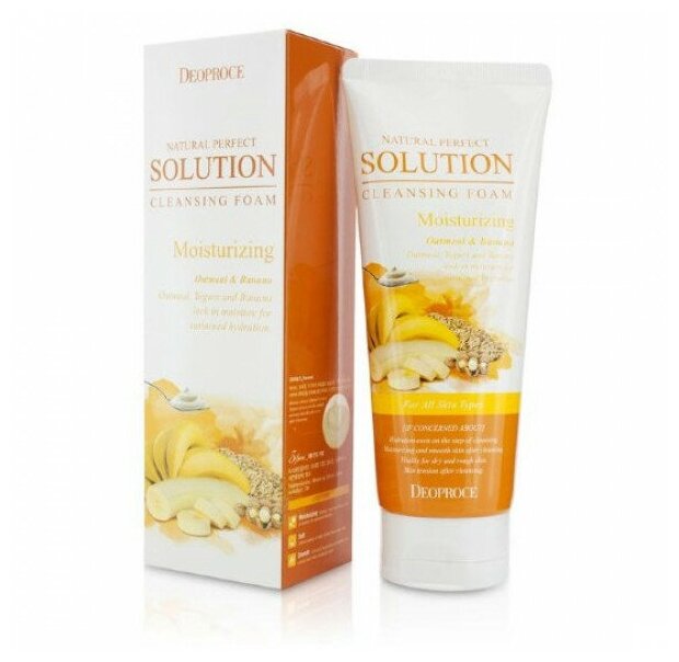 Пенка DEOPROCE NATURAL PERFECT SOLUTION CLEANSING FOAM OATMEAL & BANANA 170g - фото №4