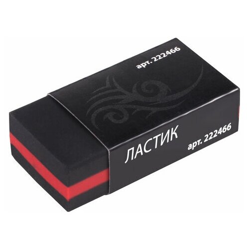 Ластик BRAUBERG BlackJack 40х20х11 мм черный прямоугольный картонный держатель, 30 шт