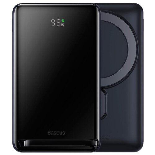 Внешний аккумулятор Baseus Magnetic Bracket Wireless Fast Charge 10000mAh 20W c кабелем Type-C to Type-C 60W 50cm Черный PPCX000003 399200₽