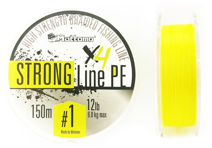 Плетеный шнур Mottomo Strong Line PE Fluo Yellow #1.0/6kg 150m