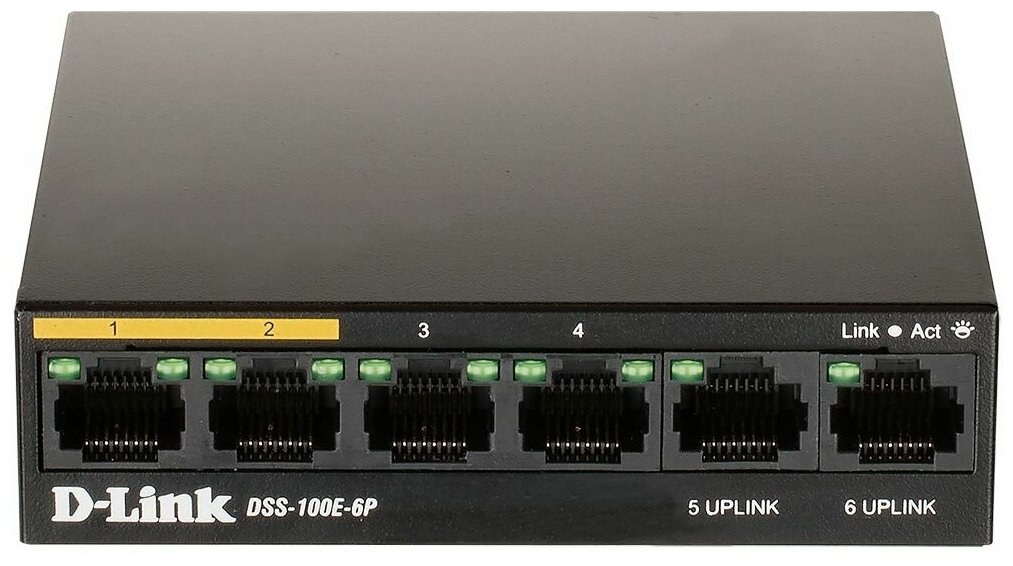 Коммутатор (switch) D-link DSS-100E-6P/A1A  6x100Mb