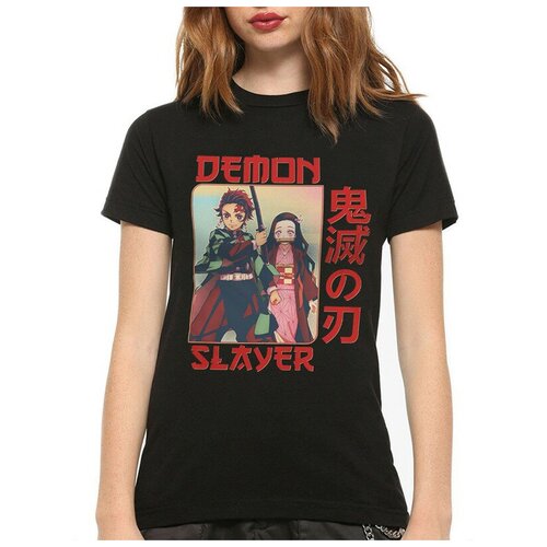 Футболка Dreamshirts Studio Клинок, рассекающий демонов / Demon Slayer / Аниме / Женская Черная 3XL